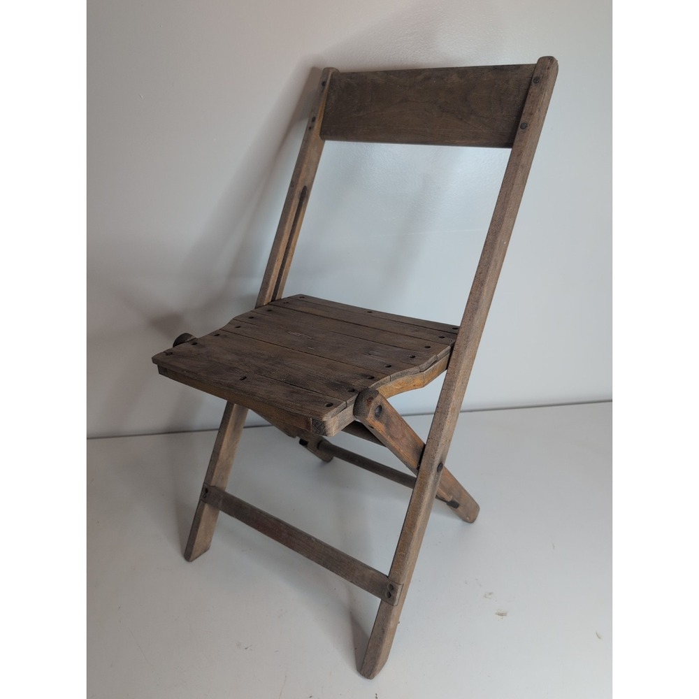 Antique Vintage Slat Wood Folding Chair Snyder Chair Co. USA